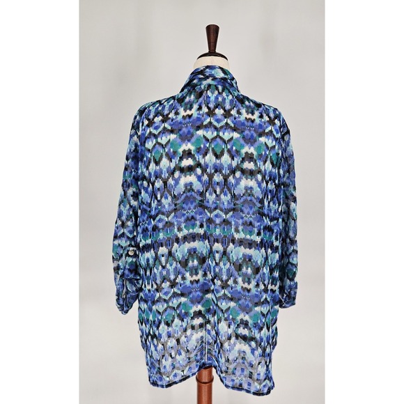 Ruby Rd. Brushstroke Chiffon Button Down Semi Sheer Blouse Womens Size 20W - Picture 7 of 10